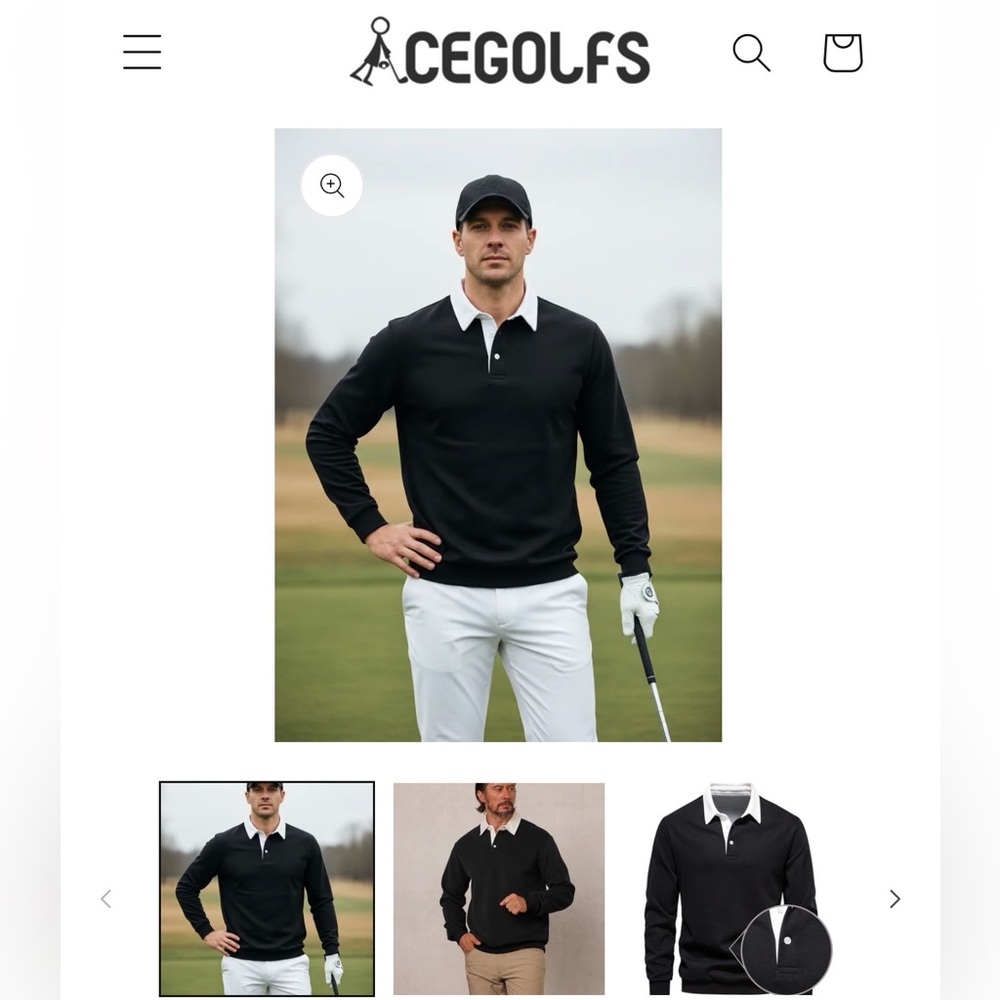 Acegolfs More Than Basic Men's Golf Button Up Collared Sweatshirt
Size S